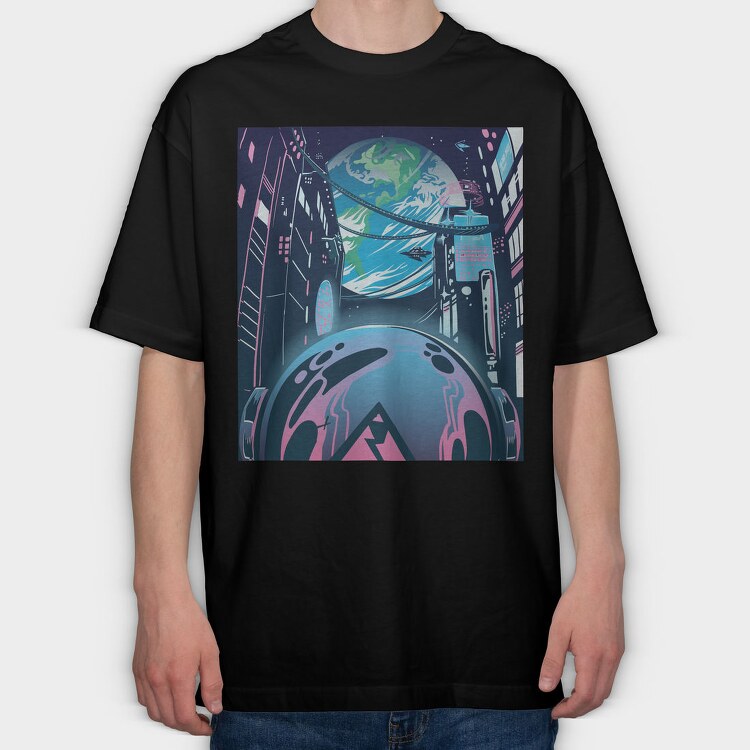Space City Earth, Tricou Oversize Barbati (Unisex)