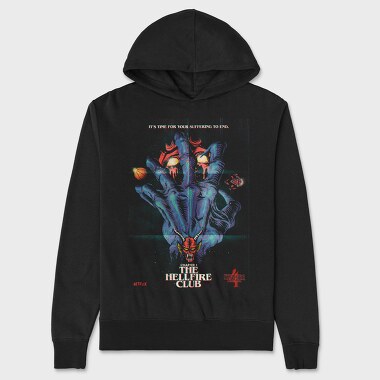 Stranger Things Hellfire, Hanorac Oversize Barbati (Unisex)