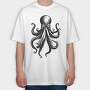 Octopus Monochrome, Tricou Oversize Barbati (Unisex)