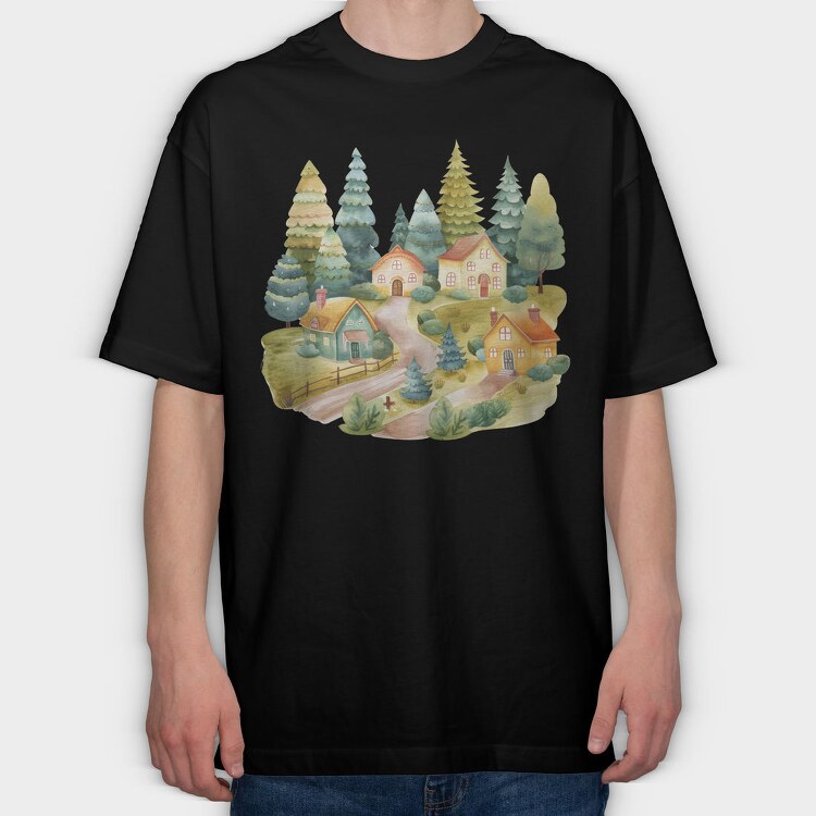 Scandinavian Holiday Cottage, Tricou Oversize Barbati (Unisex)