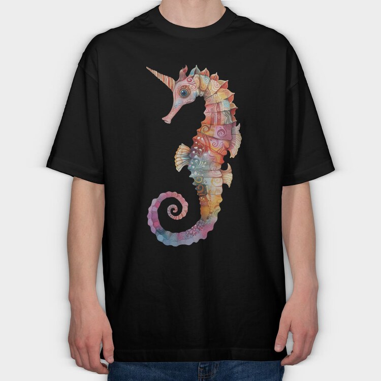 Seahorse Pattern, Tricou Oversize Barbati (Unisex)