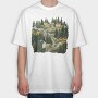 Scandinavian Houses Nature, Tricou Oversize Barbati (Unisex)