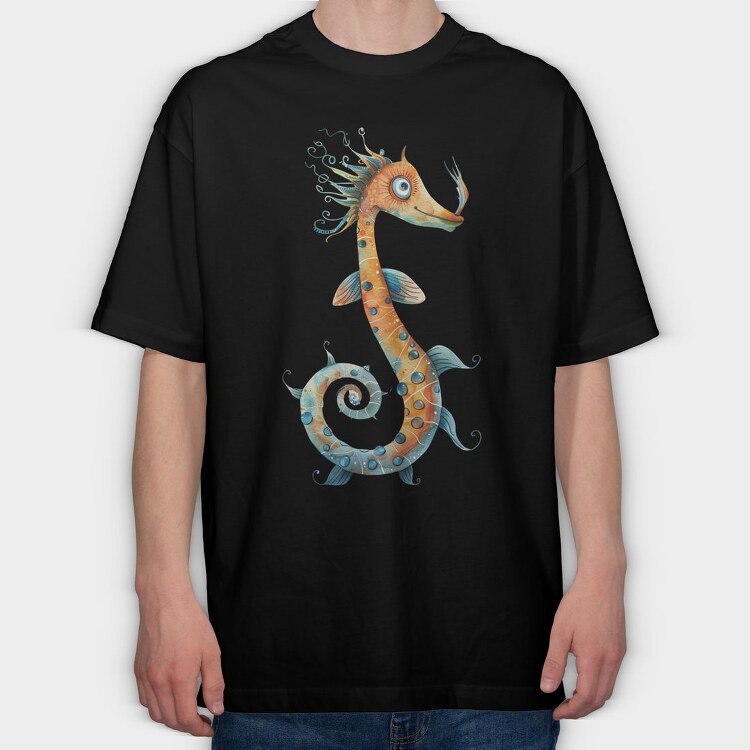 Seahorse Spiral Tail, Tricou Oversize Barbati (Unisex)