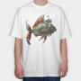Rusty Steampunk Fish, Tricou Oversize Barbati (Unisex)