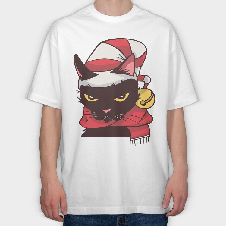 Angry Cat Christmas, Tricou Oversize Barbati (Unisex)