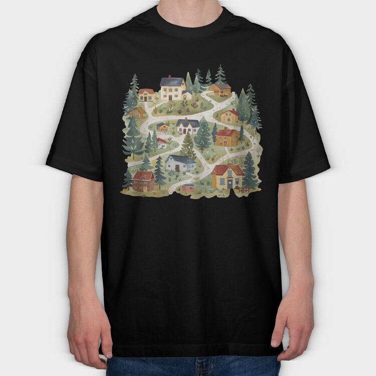 Scandinavian Serenity Nest, Tricou Oversize Barbati (Unisex)