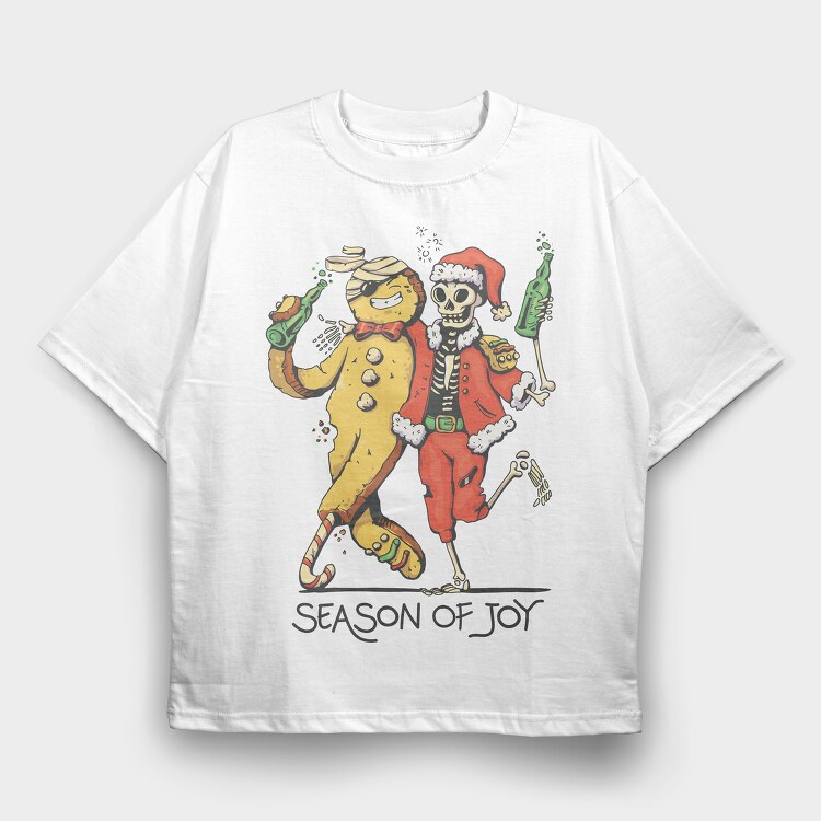 Cool Anti Christmas Skeleton Santa Ginger Cookie, Tricou Oversize Barbati (Unisex)