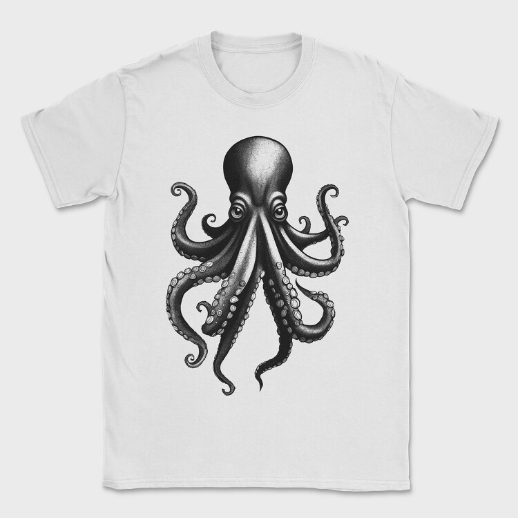 Octopus Monochrome, Tricou Barbati (Unisex)