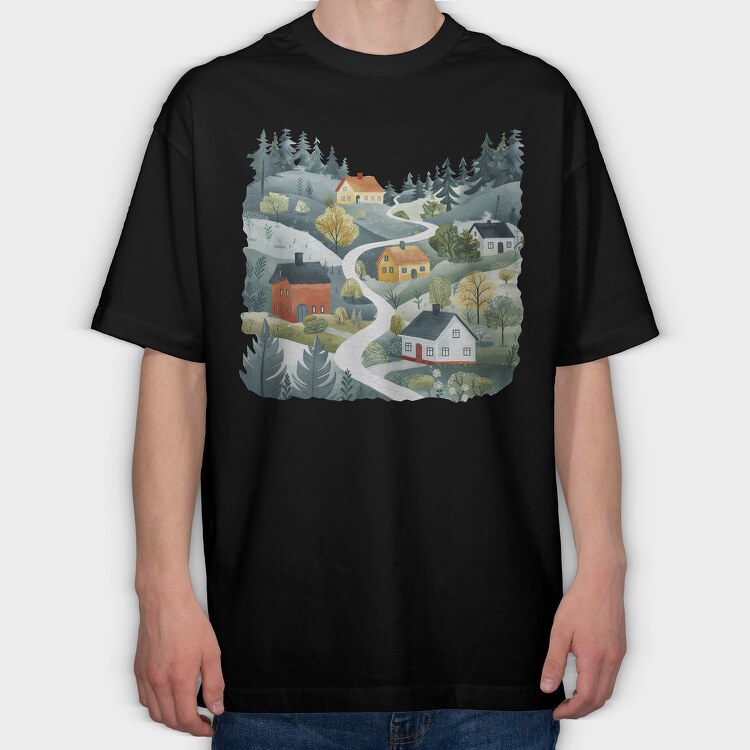 Scandinavian Village Club, Tricou Oversize Barbati (Unisex)