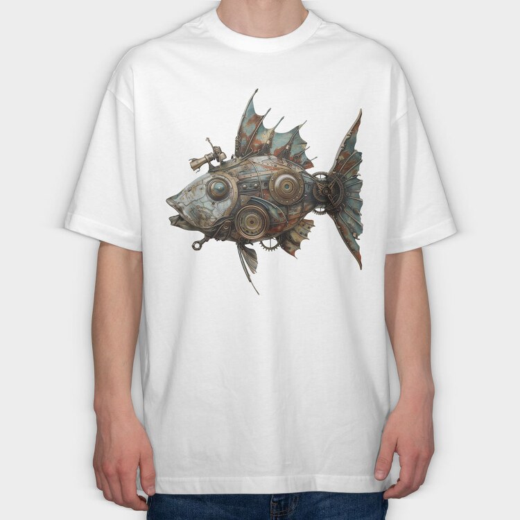 Rusty Steampunk Sea Monster, Tricou Oversize Barbati (Unisex)