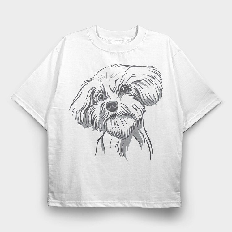Cool Dog Illustration Doodle, Tricou Oversize Barbati (Unisex)