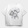 Cool Dog Illustration Doodle, Tricou Oversize Barbati (Unisex)