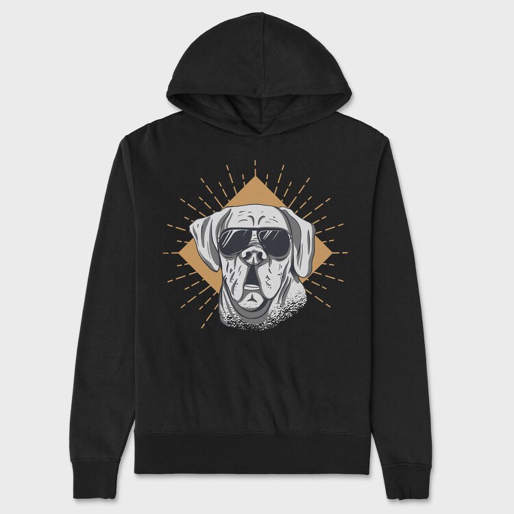 Cool Dog Wearing Sunglasses, Hanorac Oversize Barbati (Unisex)
