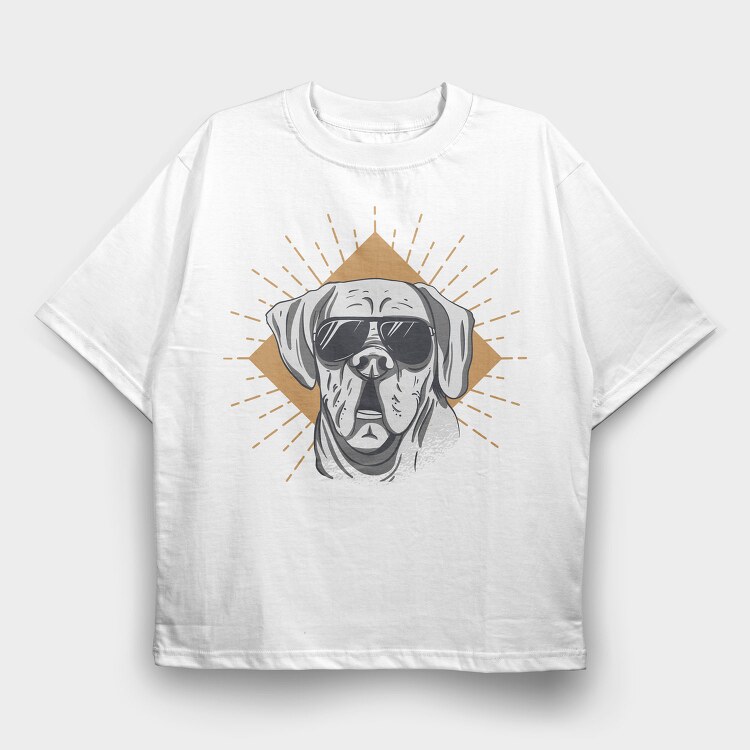 Cool Dog Wearing Sunglasses, Tricou Oversize Barbati (Unisex)