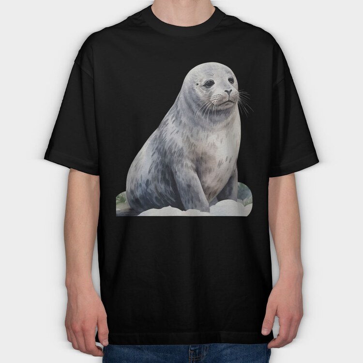 Seal Sitting Pose, Tricou Oversize Barbati (Unisex)