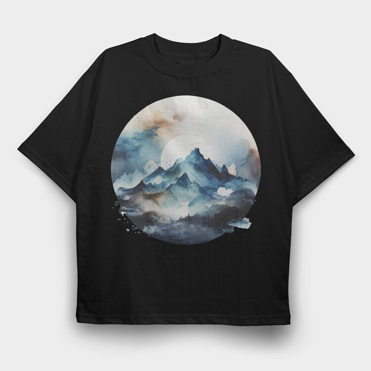 Serenity Mountain Circle, Tricou Oversize Barbati (Unisex)