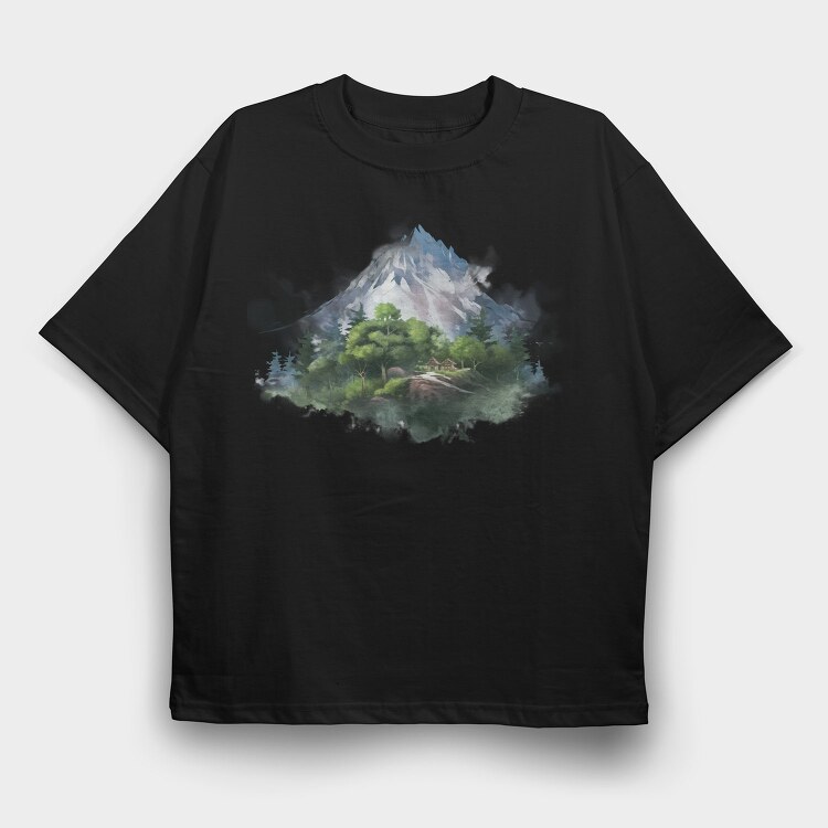 Serenity Mountain Forest, Tricou Oversize Barbati (Unisex)