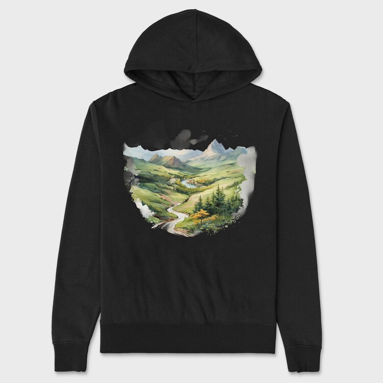 Serenity Mountain River, Hanorac Oversize Barbati (Unisex)
