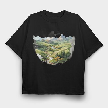Serenity Mountain River, Tricou Oversize Barbati (Unisex)