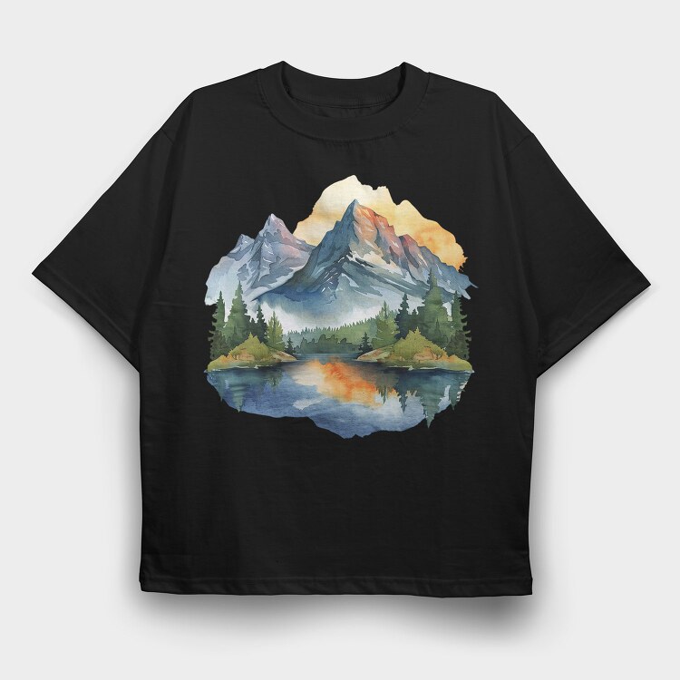 Serenity Snow Peaks, Tricou Oversize Barbati (Unisex)