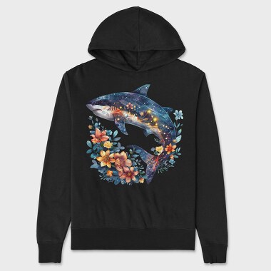 Shark Floral Glow, Hanorac Oversize Barbati (Unisex)