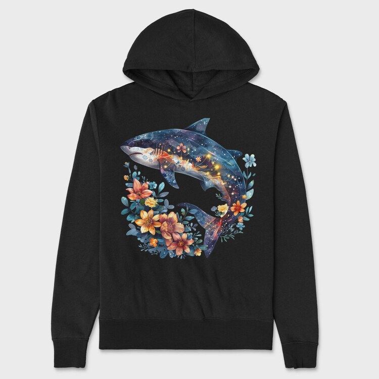 Shark Floral Glow, Hanorac Oversize Barbati (Unisex)