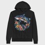 Shark Floral Glow, Hanorac Oversize Barbati (Unisex)
