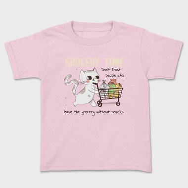 Shopping Cart Cat Grocery, Tricou Copii