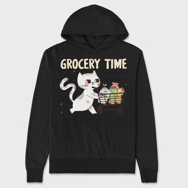 Shopping Cart Cat Grocery, Hanorac Oversize Barbati (Unisex)