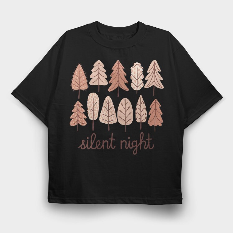 Silent Night Trees, Tricou Oversize Barbati (Unisex)