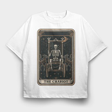 Skeleton Chariot Card, Tricou Oversize Barbati (Unisex)