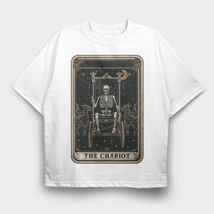 Skeleton Chariot Card, Tricou Oversize Barbati (Unisex)