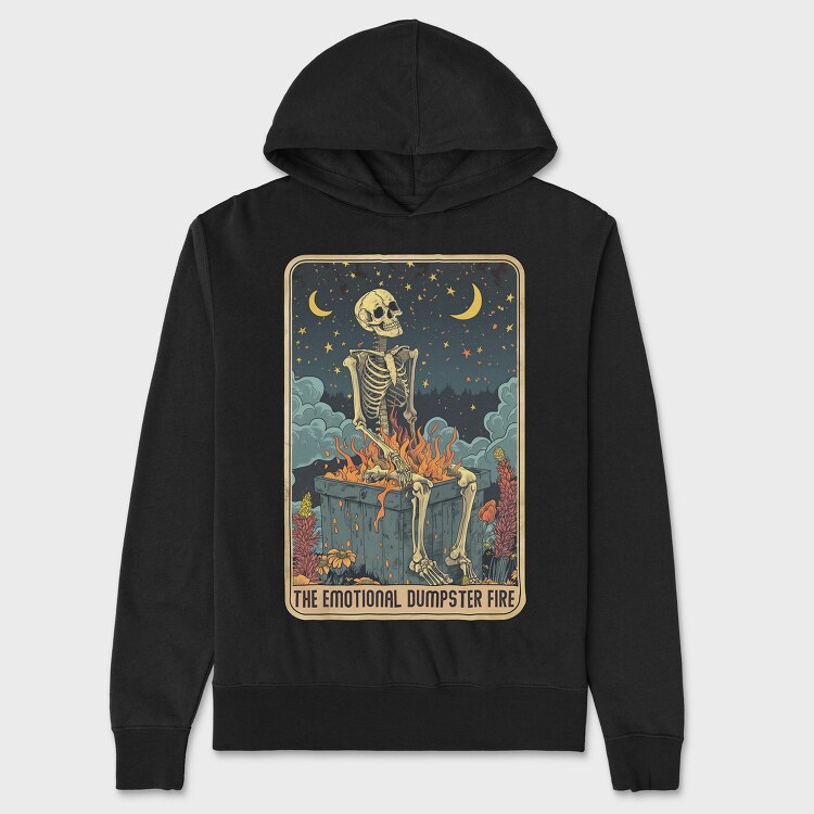Skeleton Dumpster Fire, Hanorac Oversize Barbati (Unisex)