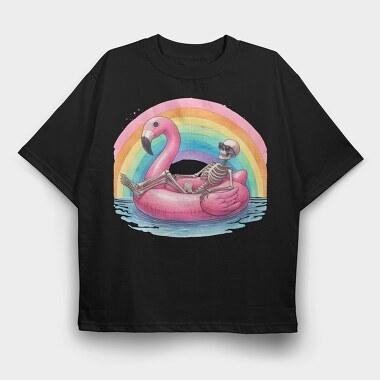 Skeleton Floaty Rainbow, Tricou Oversize Barbati (Unisex)