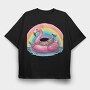 Skeleton Floaty Rainbow, Tricou Oversize Barbati (Unisex)