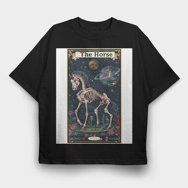 Skeleton Horse Space, Tricou Oversize Barbati (Unisex)