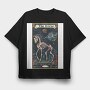 Skeleton Horse Space, Tricou Oversize Barbati (Unisex)