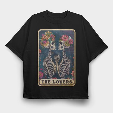 Skeleton Lovers Card, Tricou Oversize Barbati (Unisex)
