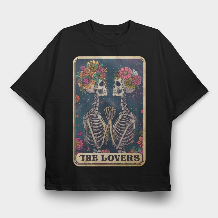 Skeleton Lovers Card, Tricou Oversize Barbati (Unisex)