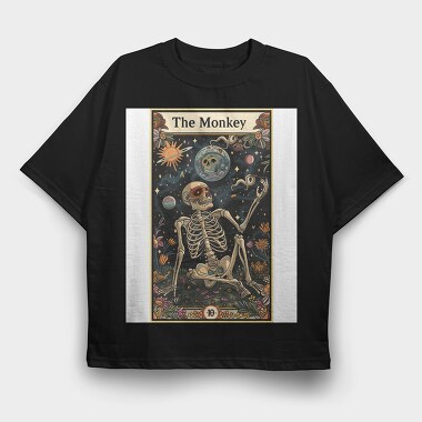 Skeleton Monkey Tarot, Tricou Oversize Barbati (Unisex)