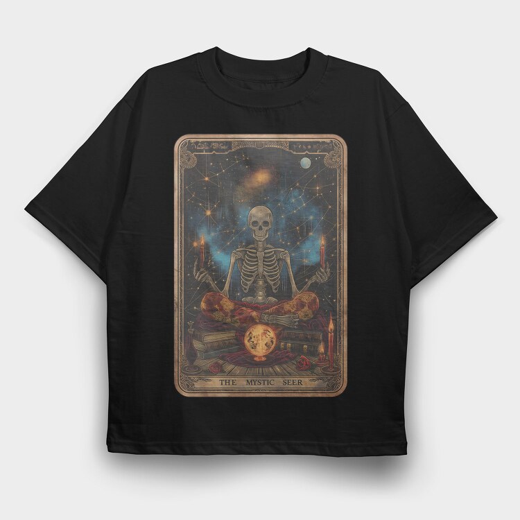 Skeleton Mystic Seer, Tricou Oversize Barbati (Unisex)