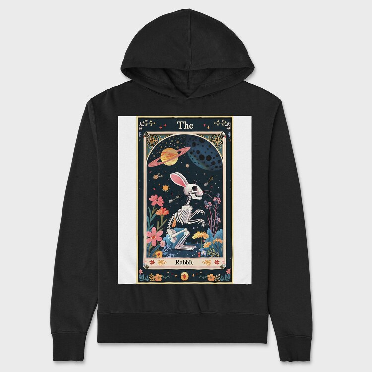Skeleton Rabbit Flower, Hanorac Oversize Barbati (Unisex)