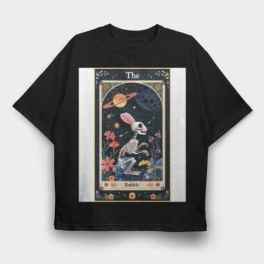 Skeleton Rabbit Flower, Tricou Oversize Barbati (Unisex)