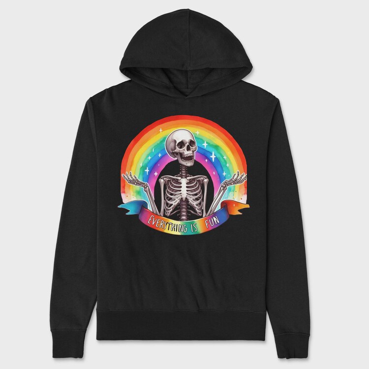 Skeleton Rainbow Fun, Hanorac Oversize Barbati (Unisex)
