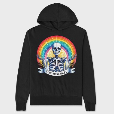 Skeleton Rainbow Sucks, Hanorac Oversize Barbati (Unisex)