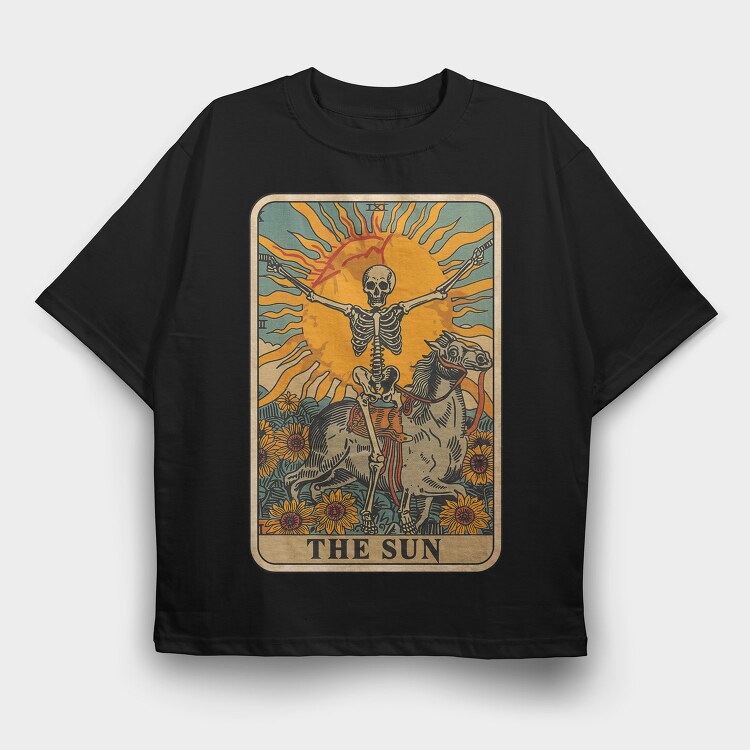 Skeleton Sun Horse, Tricou Oversize Barbati (Unisex)