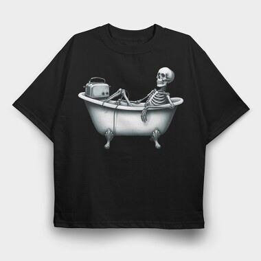 Skeleton Toast Bath, Tricou Oversize Barbati (Unisex)