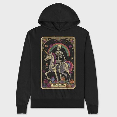 Skeleton Unicorn Rainbow, Hanorac Oversize Barbati (Unisex)