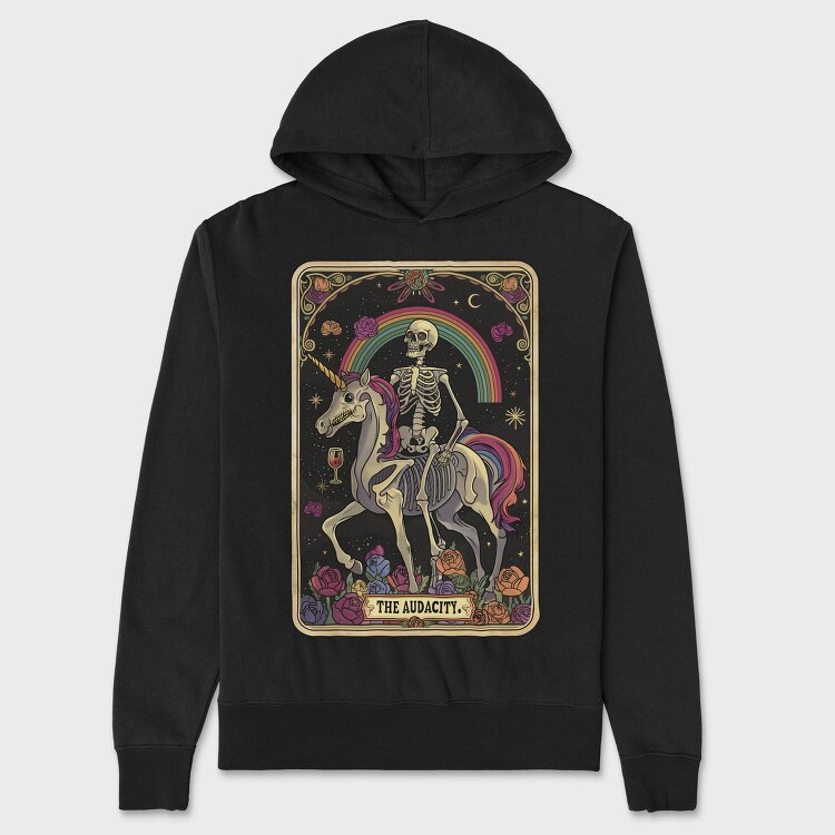 Skeleton Unicorn Rainbow, Hanorac Oversize Barbati (Unisex)