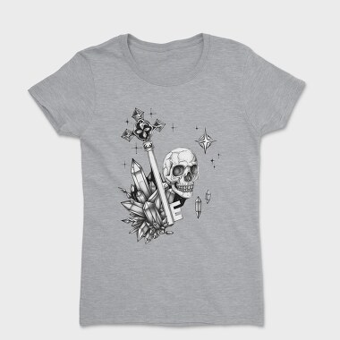 Skull Crystals Cross, Tricou Femei